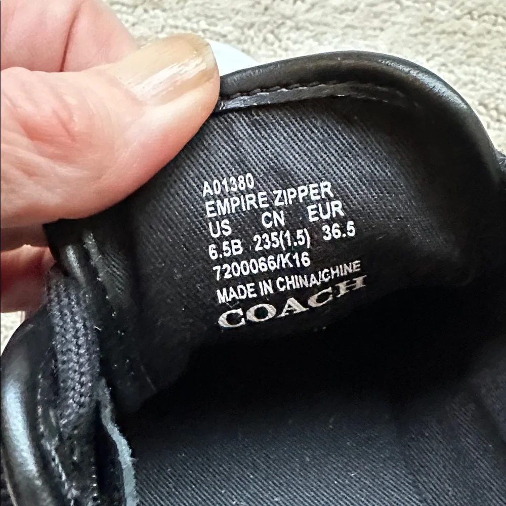 NWOB COACH Empire Zip Lace-Up Sneakers Leather Black Size 6.5